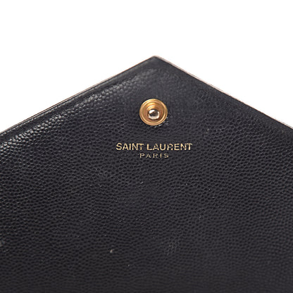 Saint Laurent Grain De Poudre Matelasse Chevron Monogram Chain Wallet Black 6 of 23