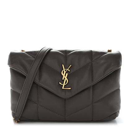 Saint Laurent Lambskin Quilted Toy Loulou Puffer Monogram Chain Satchel Storm 1 of 10