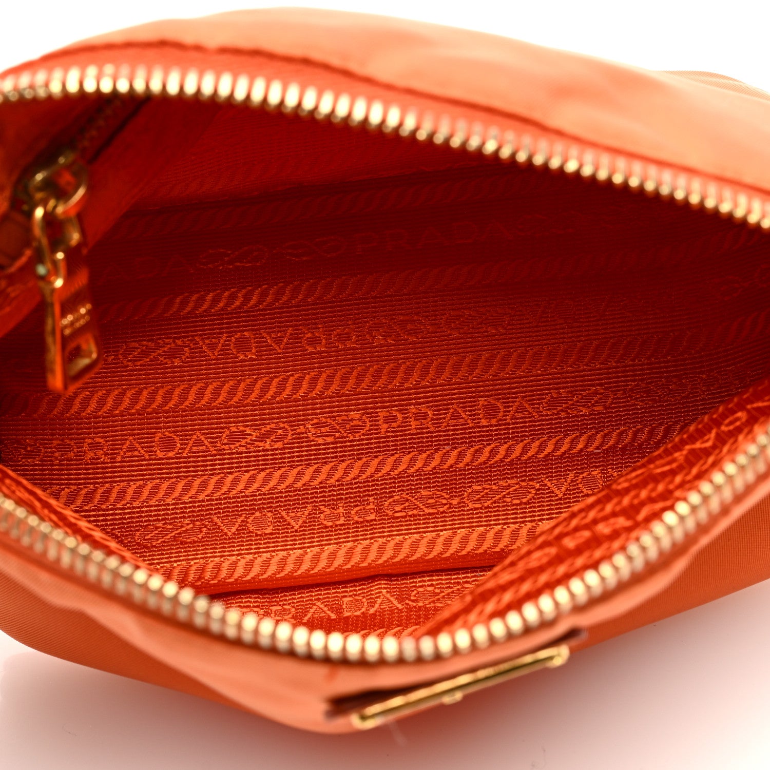 Prada Tessuto Nylon Vela Saffiano Wristlet Orange 5 of 9