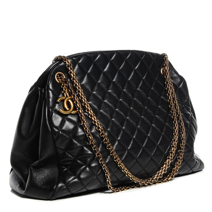 Chanel Lambskin Quilted Large Just Mademoiselle Bowling Bag Black 3 of 8