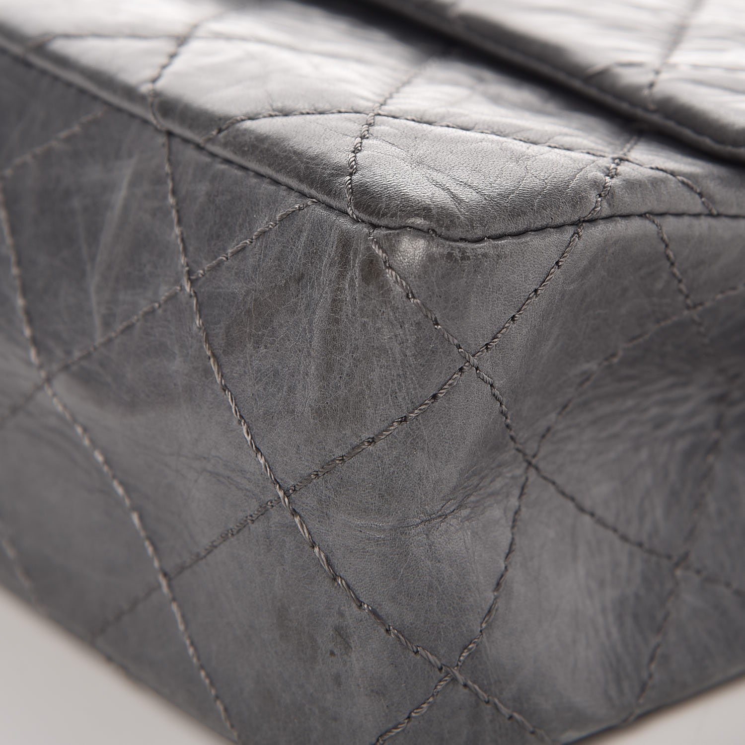 Chanel Aged Calfskin Quilted 50th Anniversary 2.55 Reissue Flap 226 Grey 13 of 13
