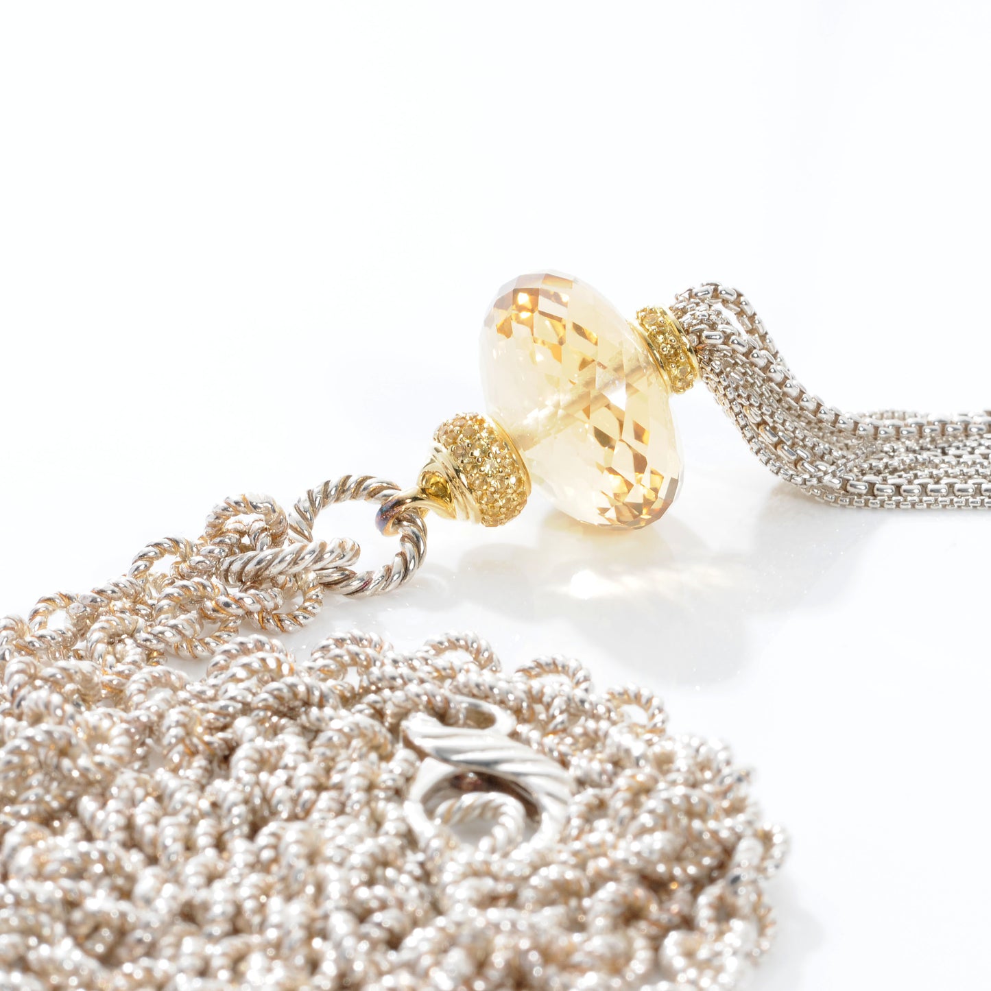 Sterling Silver 18k Citrine Tassel Necklace