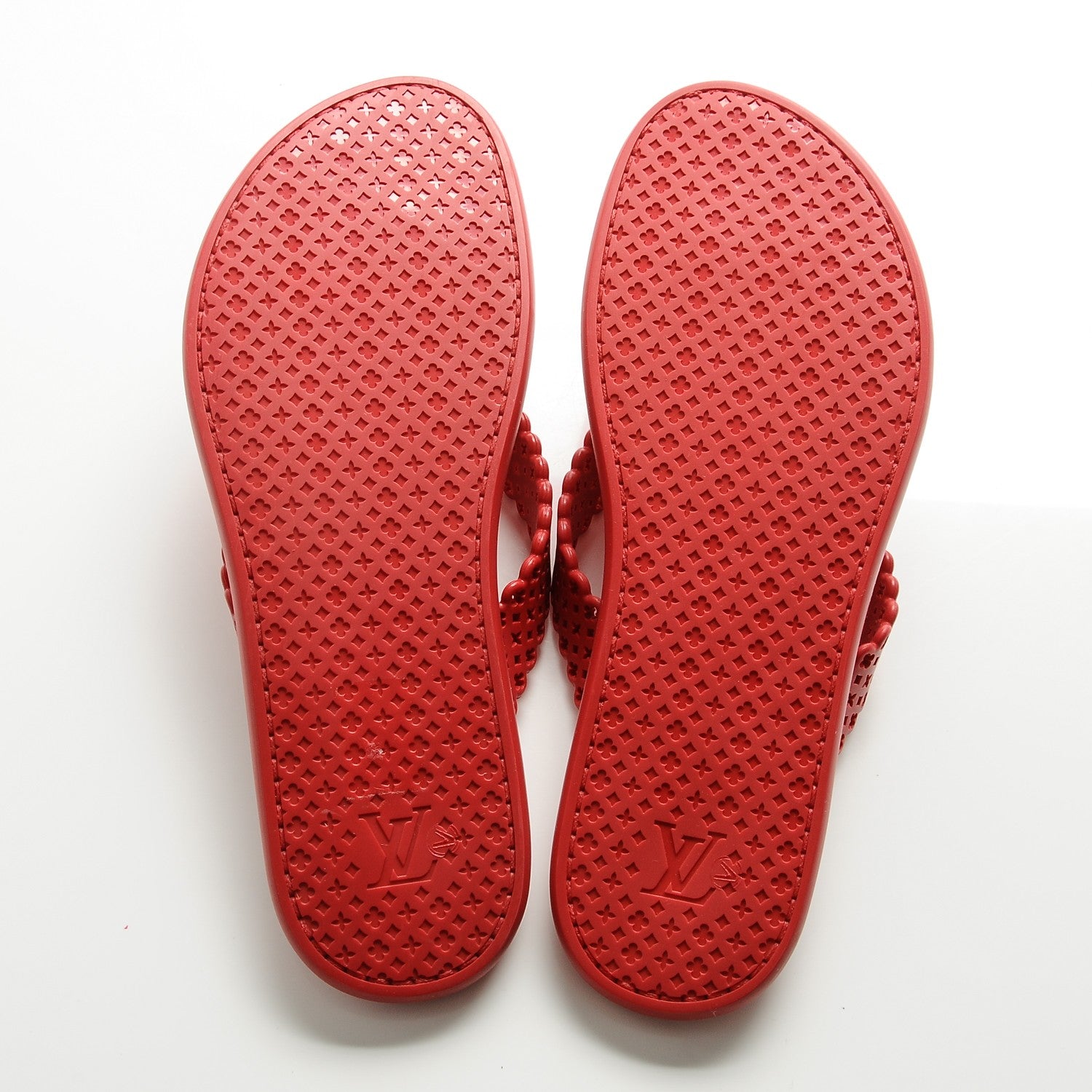 Louis Vuitton Rubber Tatoo Thong Sandals 37 Red 5 of 8