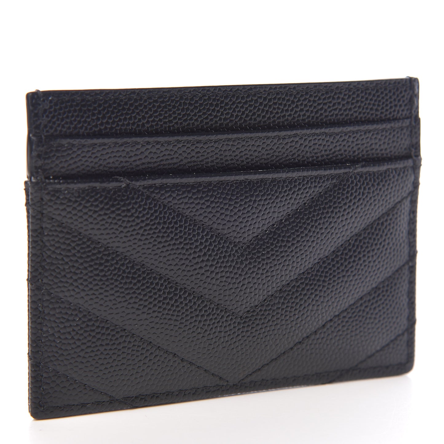 Grain De Poudre Matelasse Chevron Monogram Credit Card Case Black