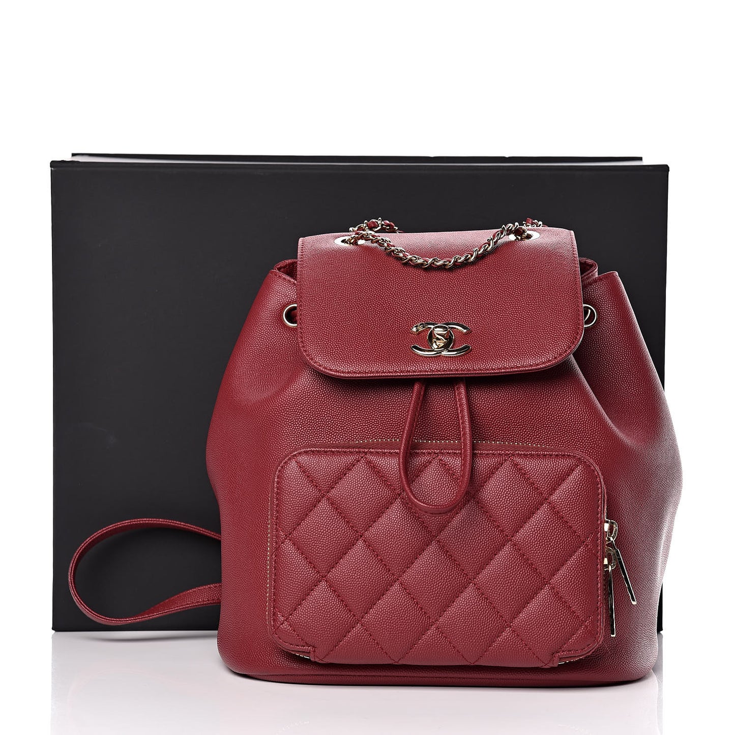 Caviar Quilted Business Affinity Backpack Burgundy