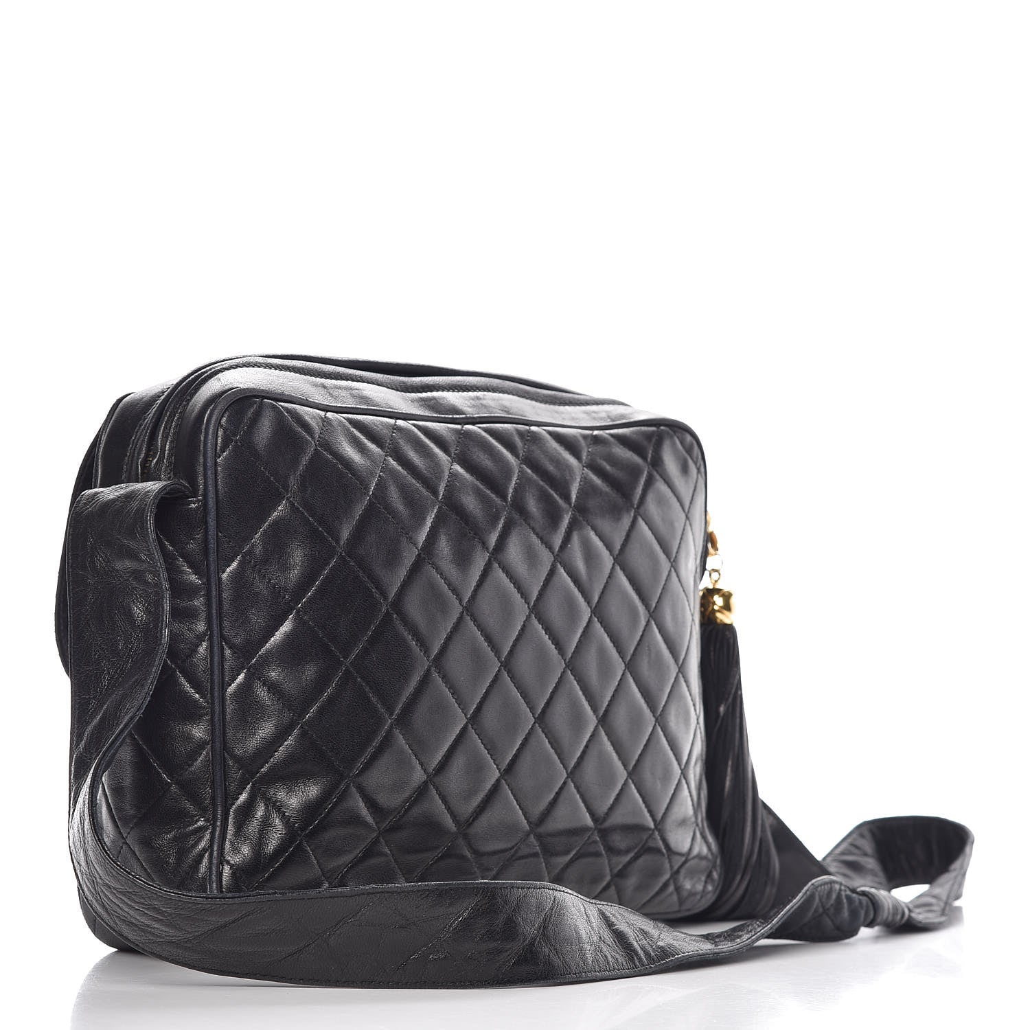 Chanel Lambskin Quilted Tassel Flap Camera Case Black 3 of 13