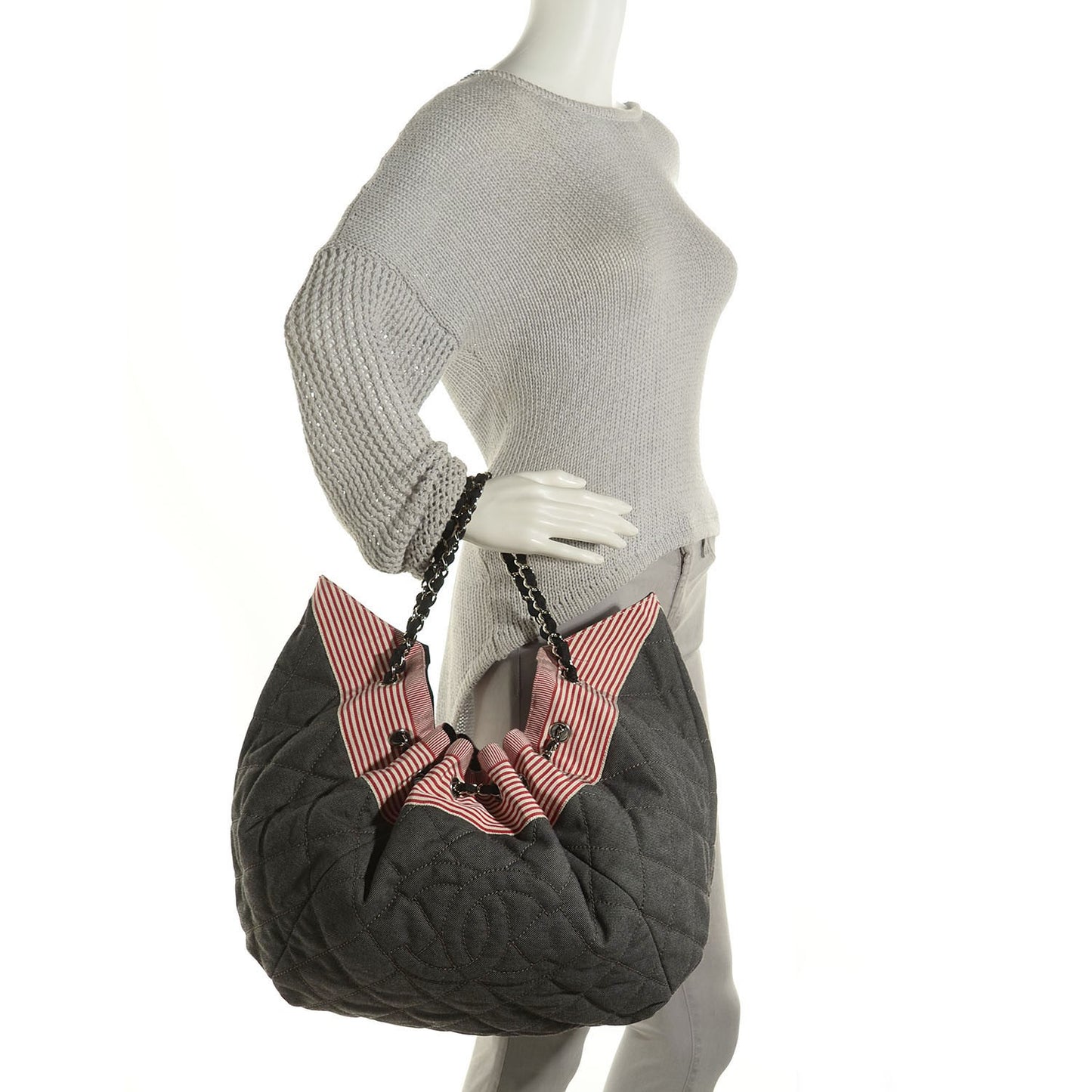 Denim Quilted Large Stretch Spirit Cabas Blue