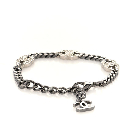 Chanel Ruthenium Crystal CC Bracelet Silver 3 of 5