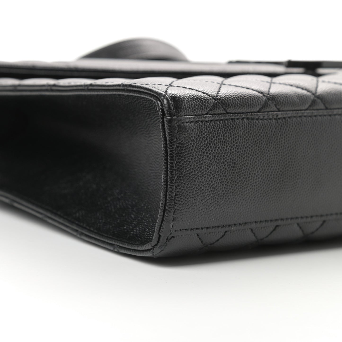 Grain De Poudre Textured Mixed Matelasse Large Triquilt Monogram Monochrome Satchel Black