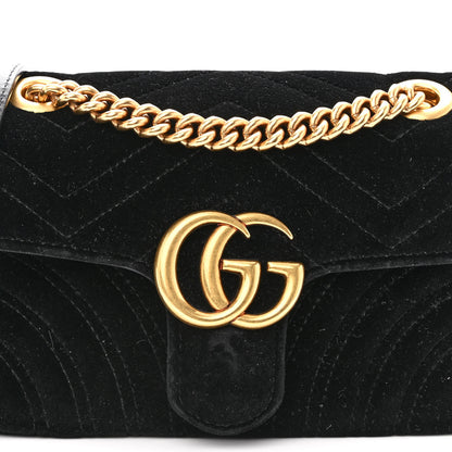 Gucci Velvet Matelasse Mini GG Marmont Black 8 of 10