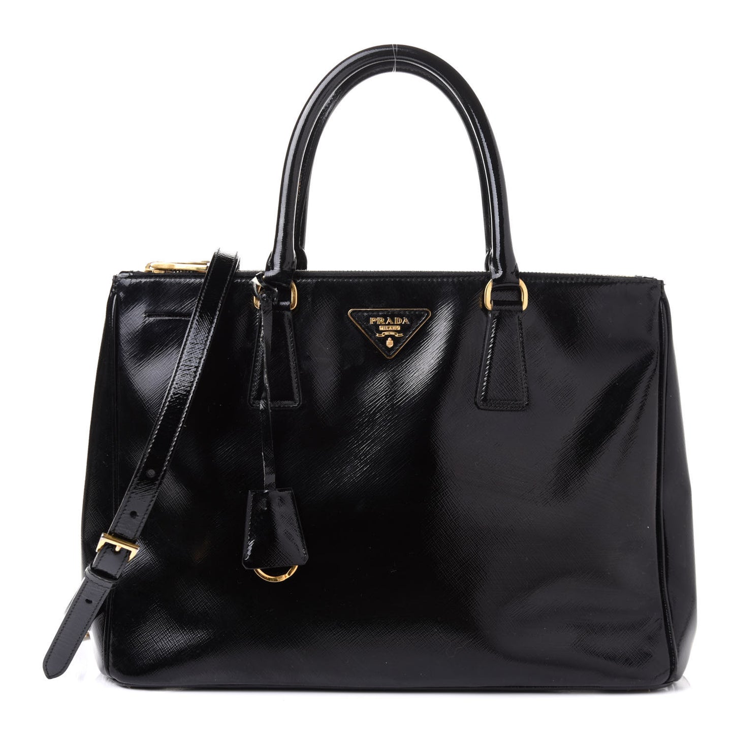 Saffiano Vernice Medium Galleria Double Zip Tote Black