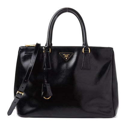 Prada Saffiano Vernice Medium Galleria Double Zip Tote Black 1 of 15