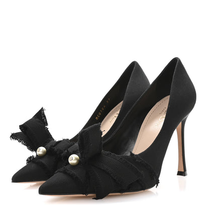 Christian Dior Grosgrain Pearl Fringe Adiorable Pumps 37 Black 4 of 9