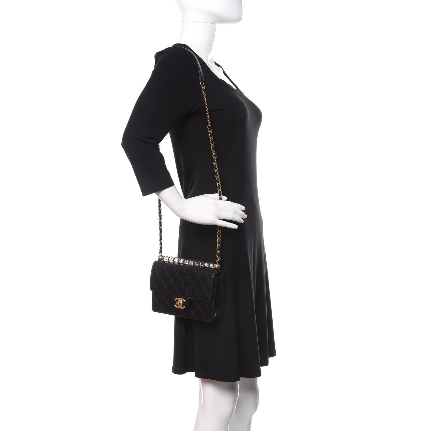 Goatskin Quilted Acrylic Beads Small Flap Black