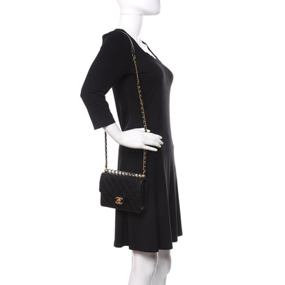 Chanel Goatskin Quilted Acrylic Beads Small Flap Black 2 of 10