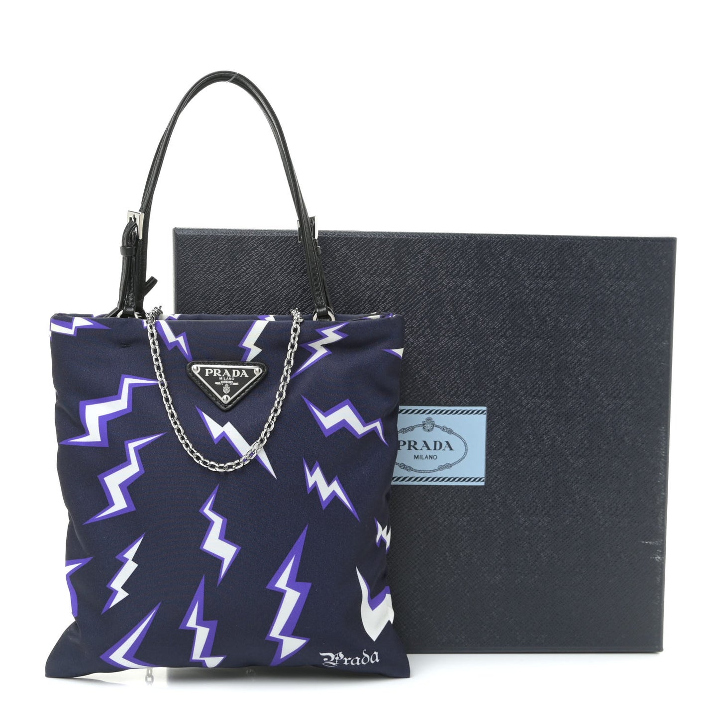 X UNIVERSAL STUDIOS Tessuto Nylon Thunder Frankenstein Chain Shopping Tote Blue Multicolor