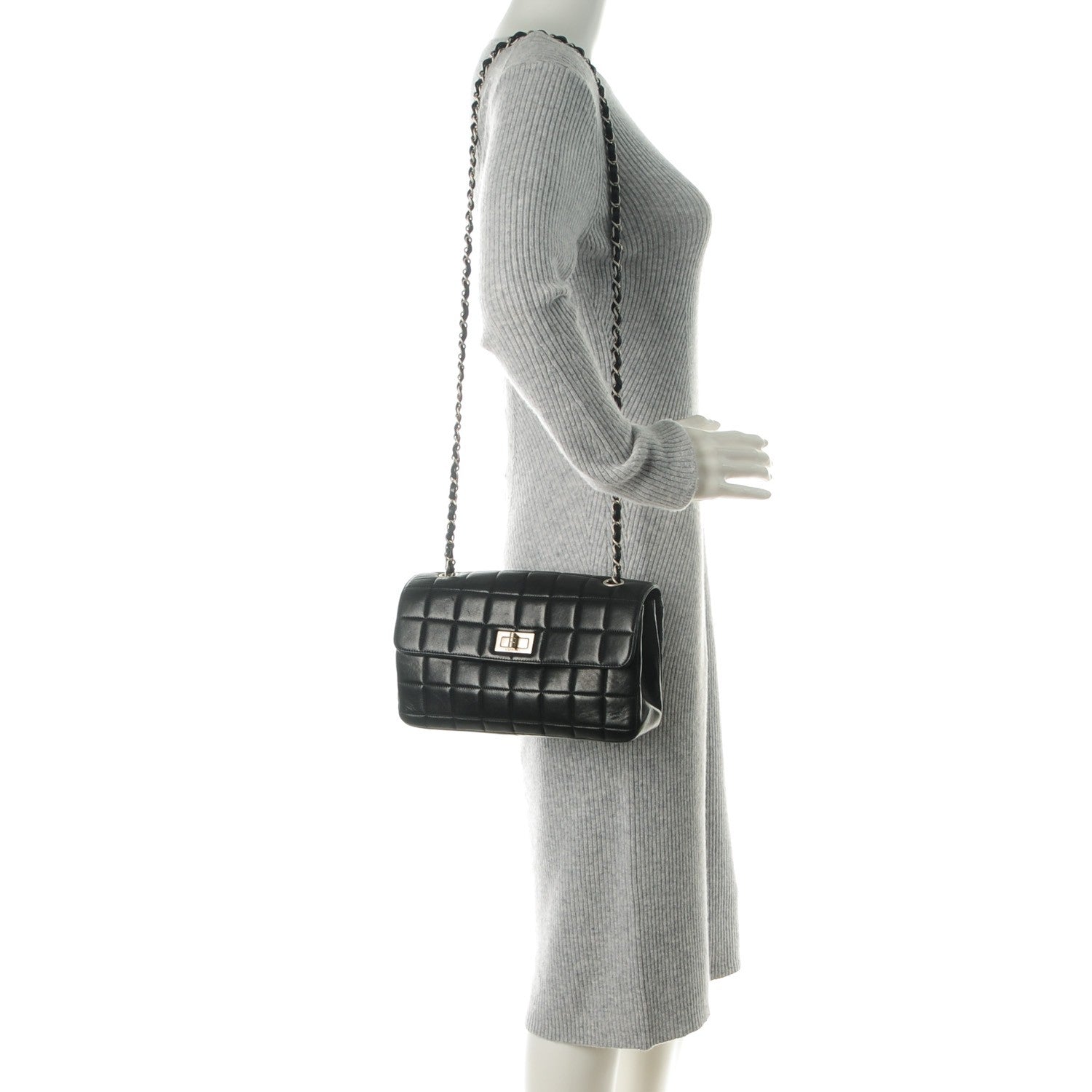 Chanel Lambskin Quilted Chocolate Bar Mademoiselle Accordion Flap Black 2 of 8