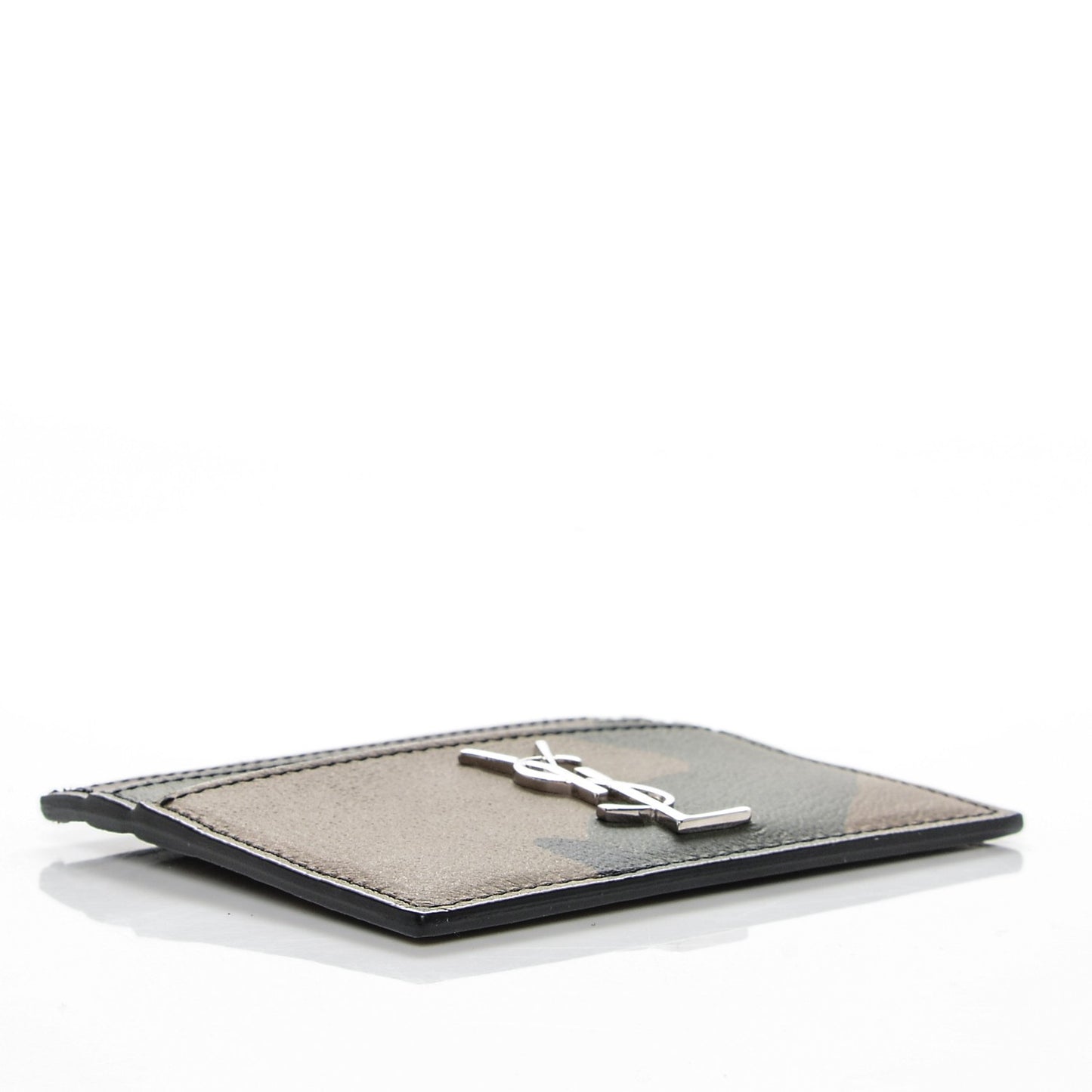 Calfskin Camouflage Monogram Credit Card Case Kaki
