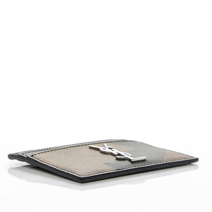 Saint Laurent Calfskin Camouflage Monogram Credit Card Case Kaki 4 of 6