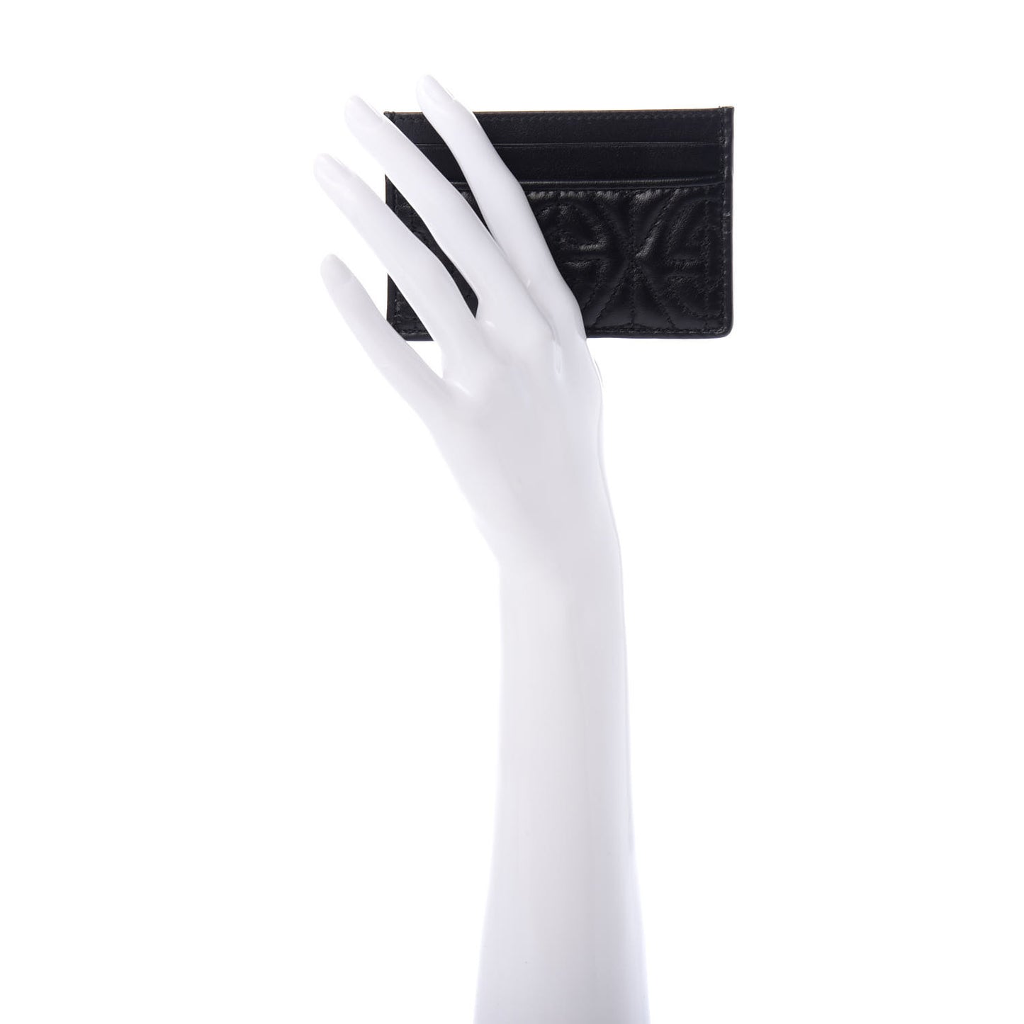 Calfskin G Rhombus Quilted Card Holder Black