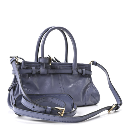 Prada Glossy Calfskin Triangle Mini Bonnie Shoulder Bag Aviation Blue 3 of 10
