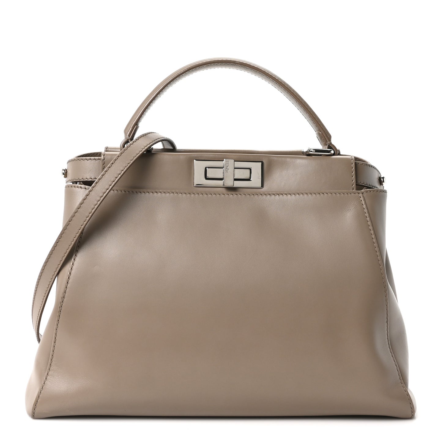Vitello Morgan Shiny Nappa Medium Peekaboo Iconic Satchel Tortora