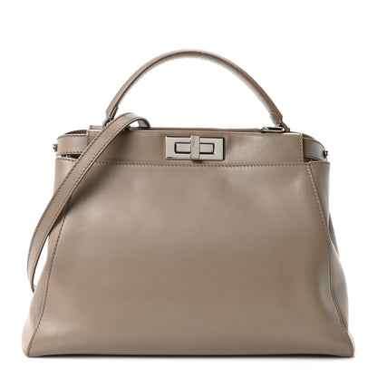 Fendi Vitello Morgan Shiny Nappa Medium Peekaboo Iconic Satchel Tortora 1 of 10