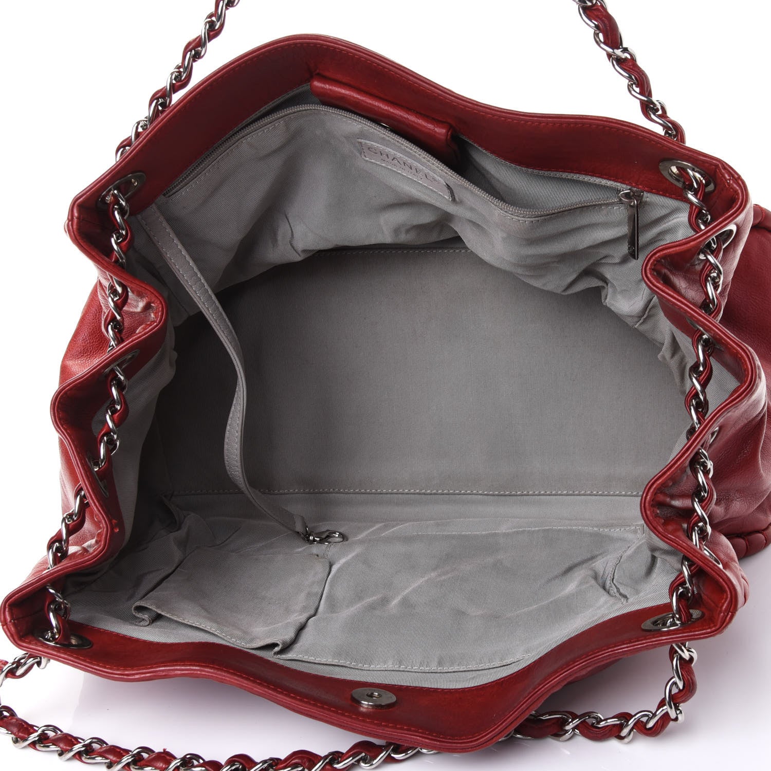 Chanel Calfskin On The Bund Open Accordion Tote Dark Red 4 of 5