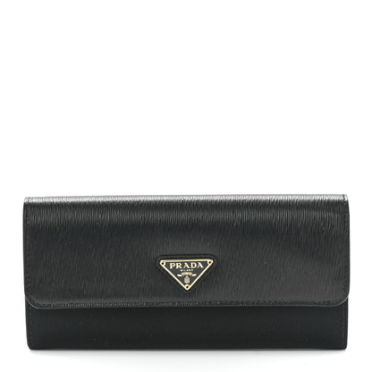 Prada Vitello Move Triangle Logo Continental Flap Travel Wallet Black 3 of 13