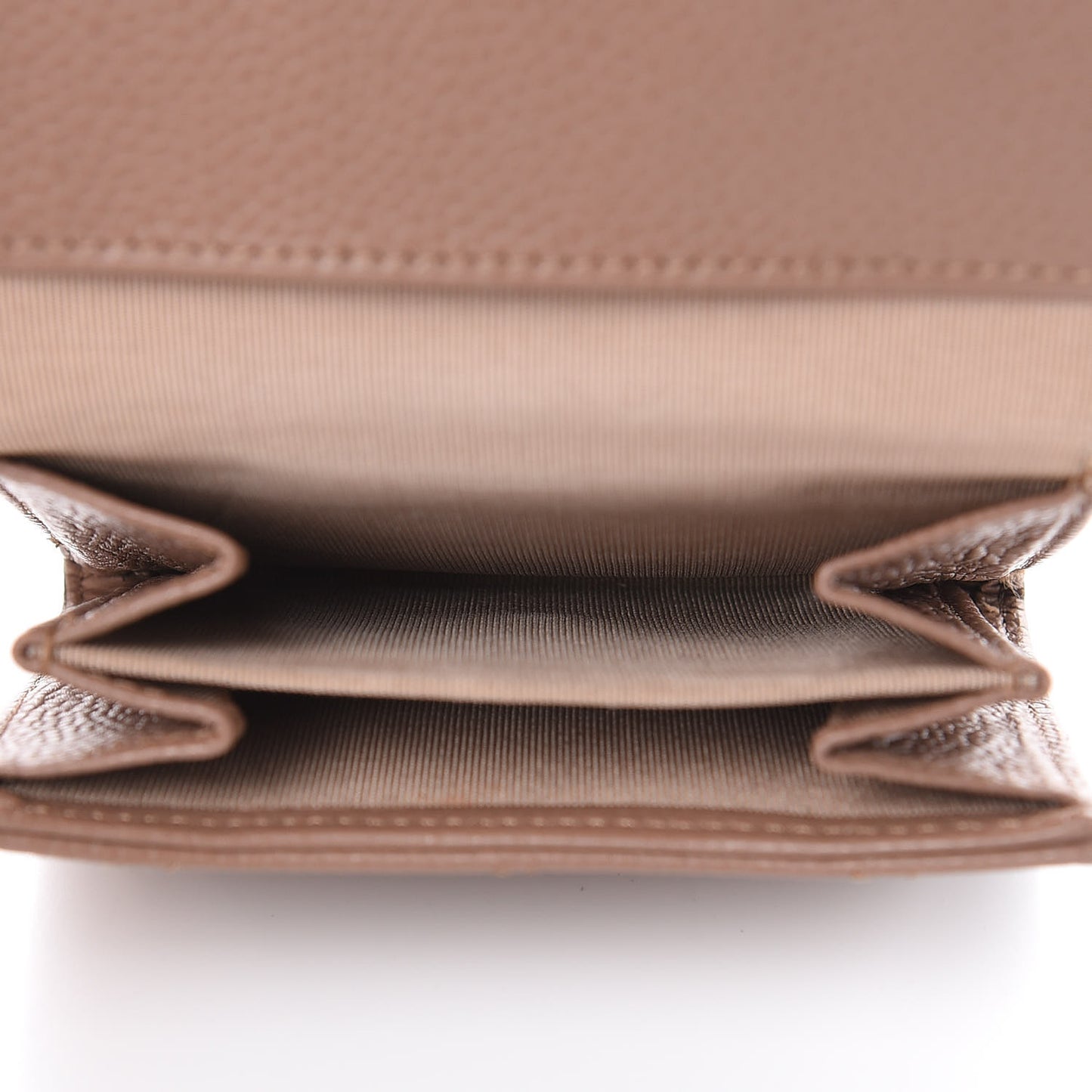 Caviar Quilted Compact Flap Wallet Dark Beige