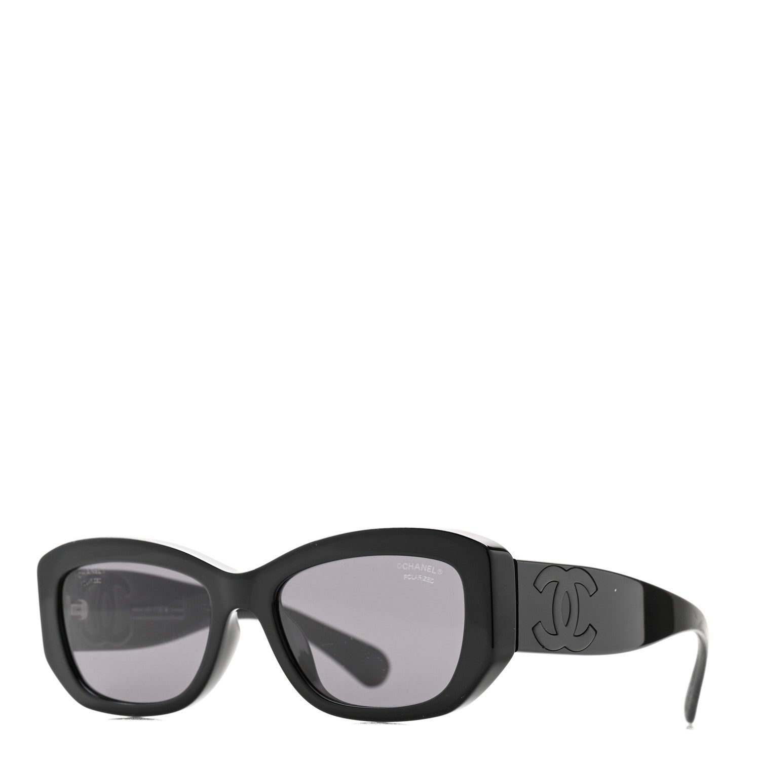 Chanel Acetate Polarized Rectangle Sunglasses 5493-A Black 1 of 7