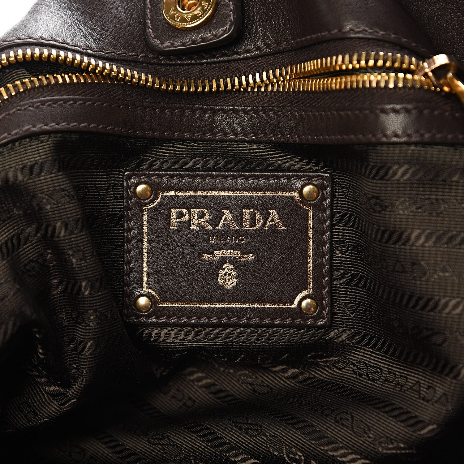 Prada Soft Calf Gathered Tote Dark Brown 5 of 8