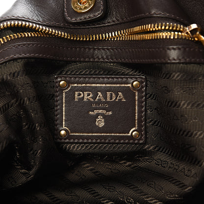 Prada Soft Calf Gathered Tote Dark Brown 5 of 8