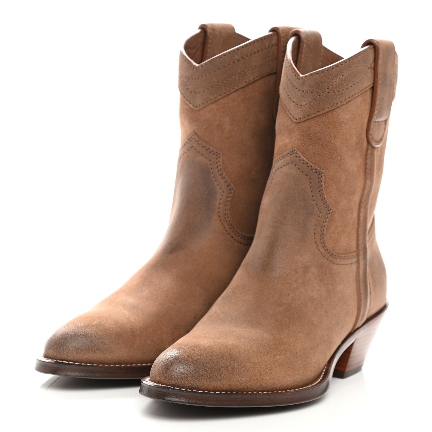 Saint Laurent Suede Eastwood Western Boots 37.5 Vintage Brown 3 of 10