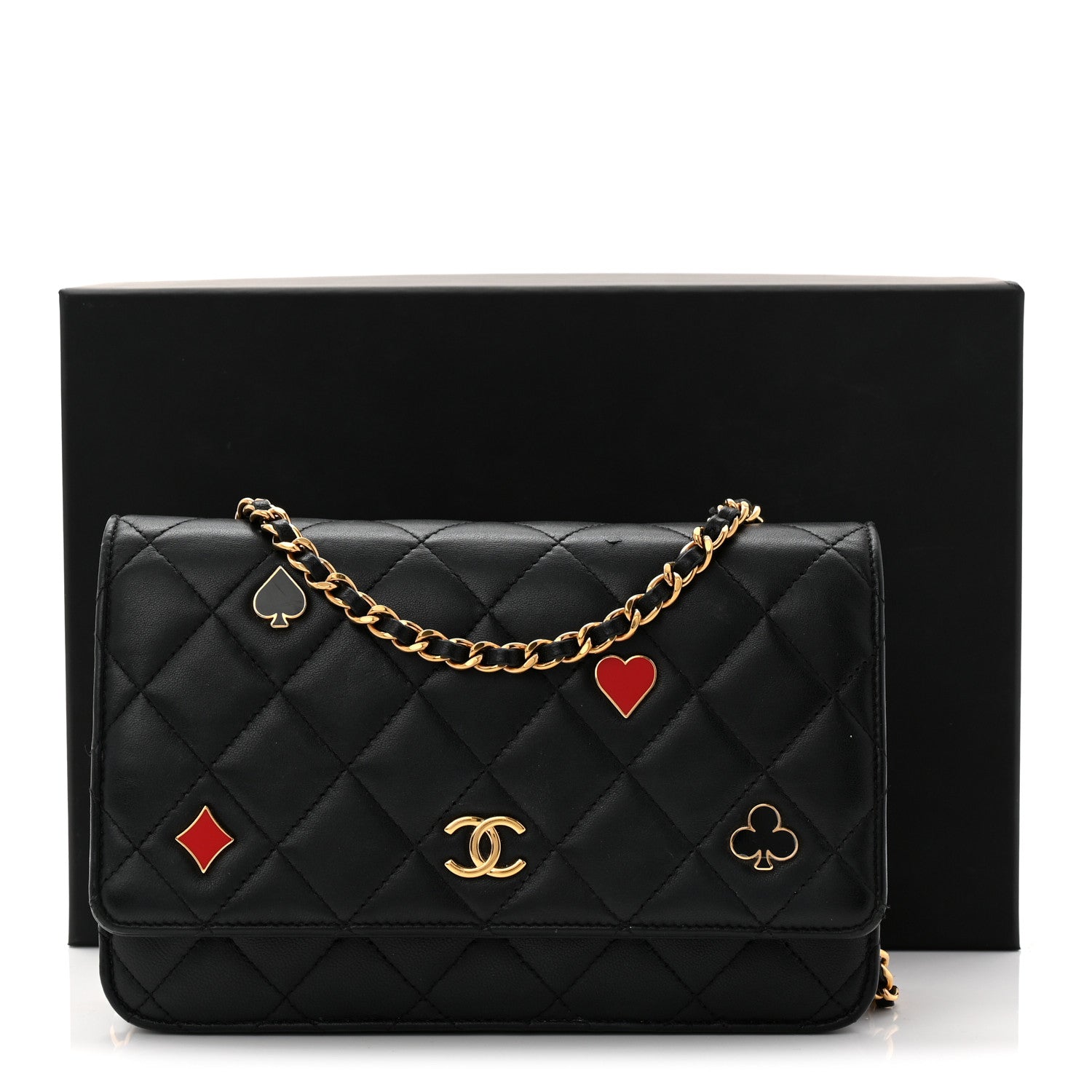 Chanel Lambskin Quilted Enamel Coco Casino Wallet On Chain WOC Black 15 of 15
