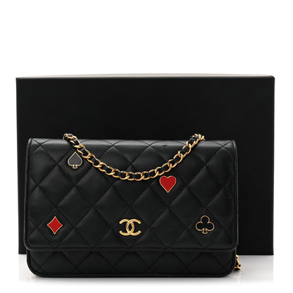 Chanel Lambskin Quilted Enamel Coco Casino Wallet On Chain WOC Black 15 of 15