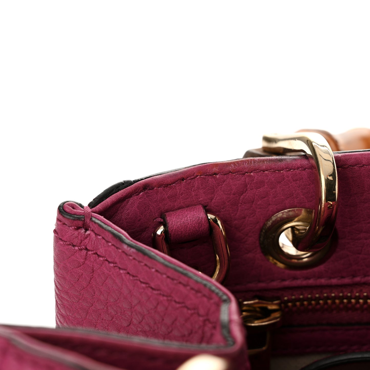 Calfskin Small Bamboo Shopper Tote Bright Bougainvillea