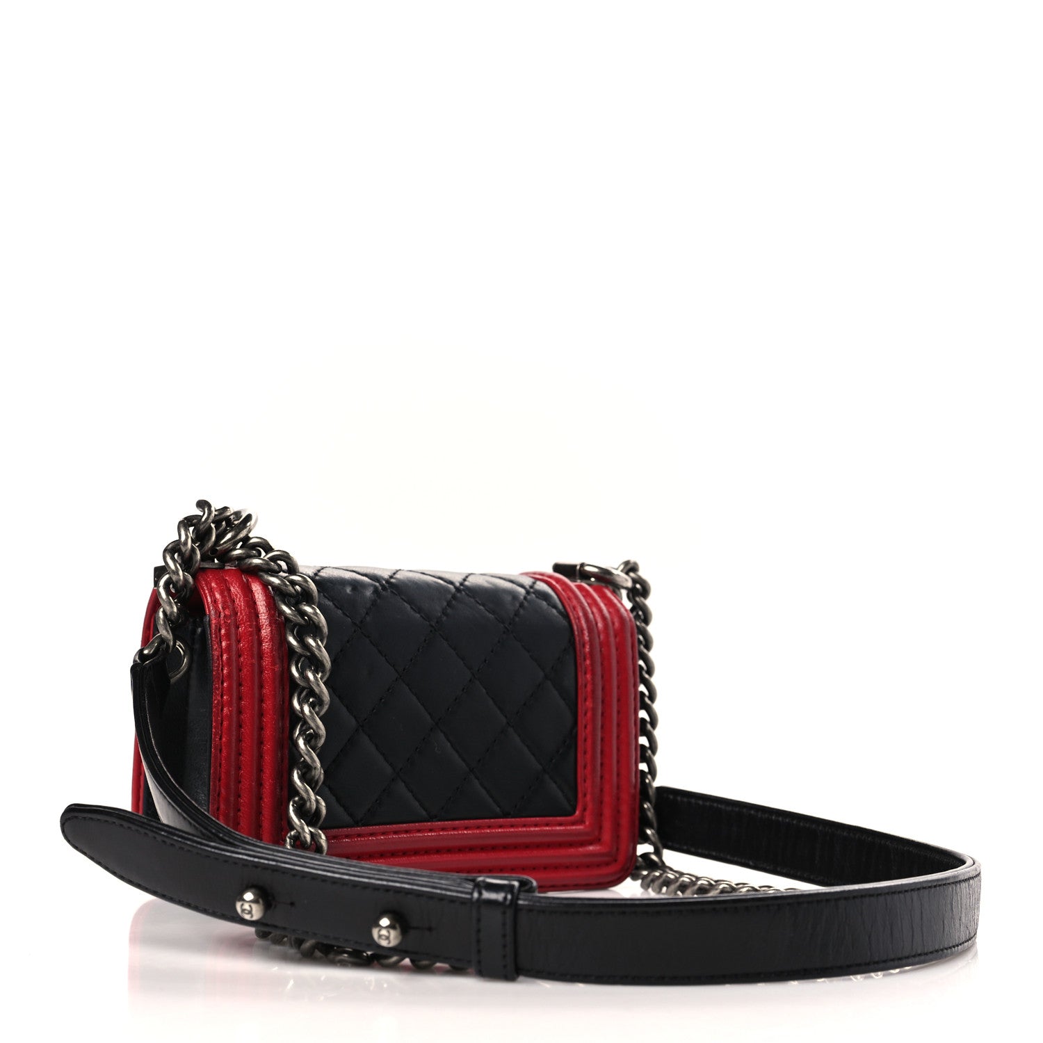 Chanel Calfskin Quilted Mini Boy Flap Black Red 3 of 9