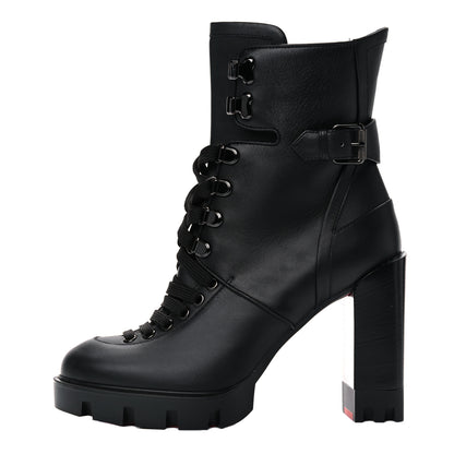 Christian Louboutin Calfskin Macademia 100 Biker Platform Boots 38.5 Black 1 of 10