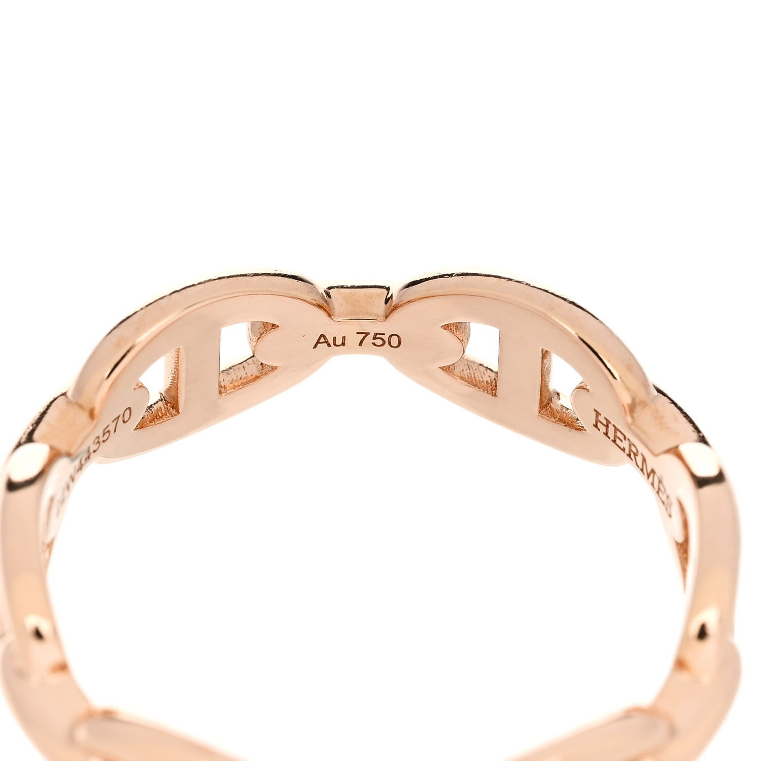 Hermes 18K Rose Gold PM Chaine d'Ancre Enchainee Ring 55 7.25 8 of 9