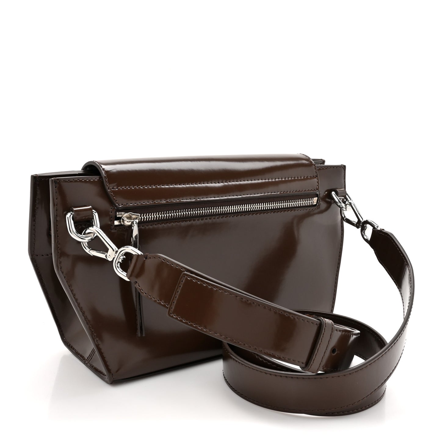 Patent Calfskin Le Capri Messenger Clutch Midnight Brown