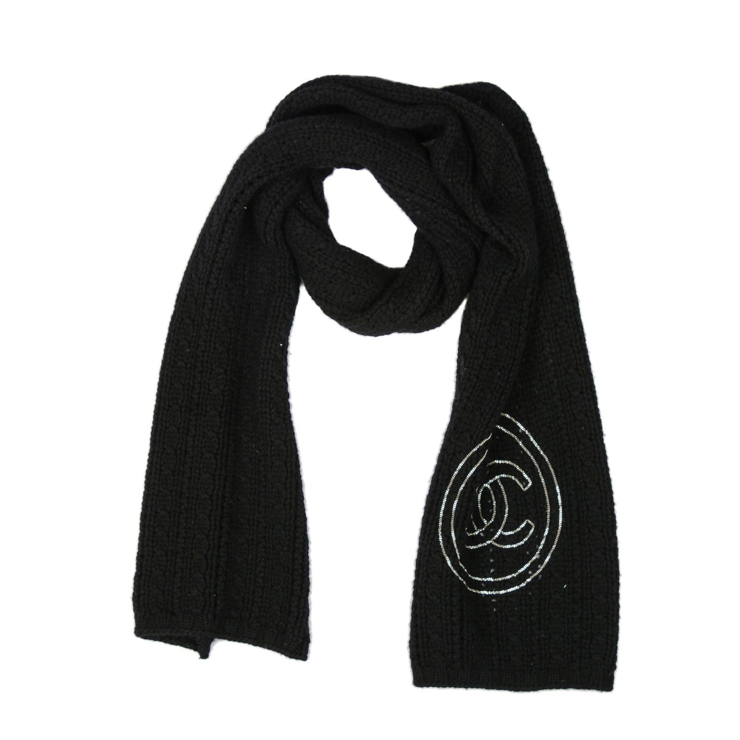 Cashmere Chain CC Scarf Black