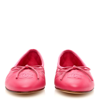 Chanel Lambskin Quilted CC Cap Toe Ballerina Flats 38 Pink 2 of 8