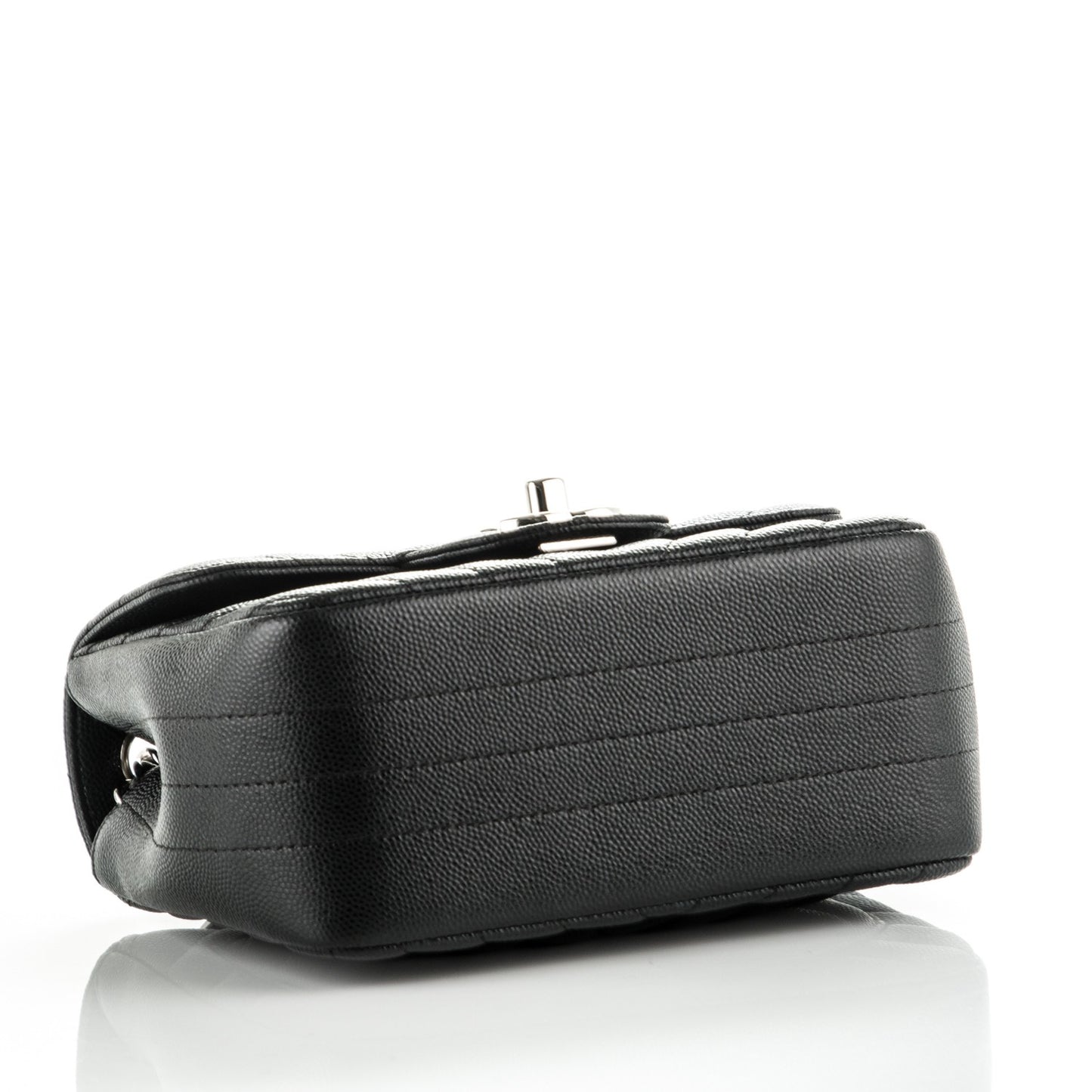 Caviar Chevron Quilted Mini Square Flap Black