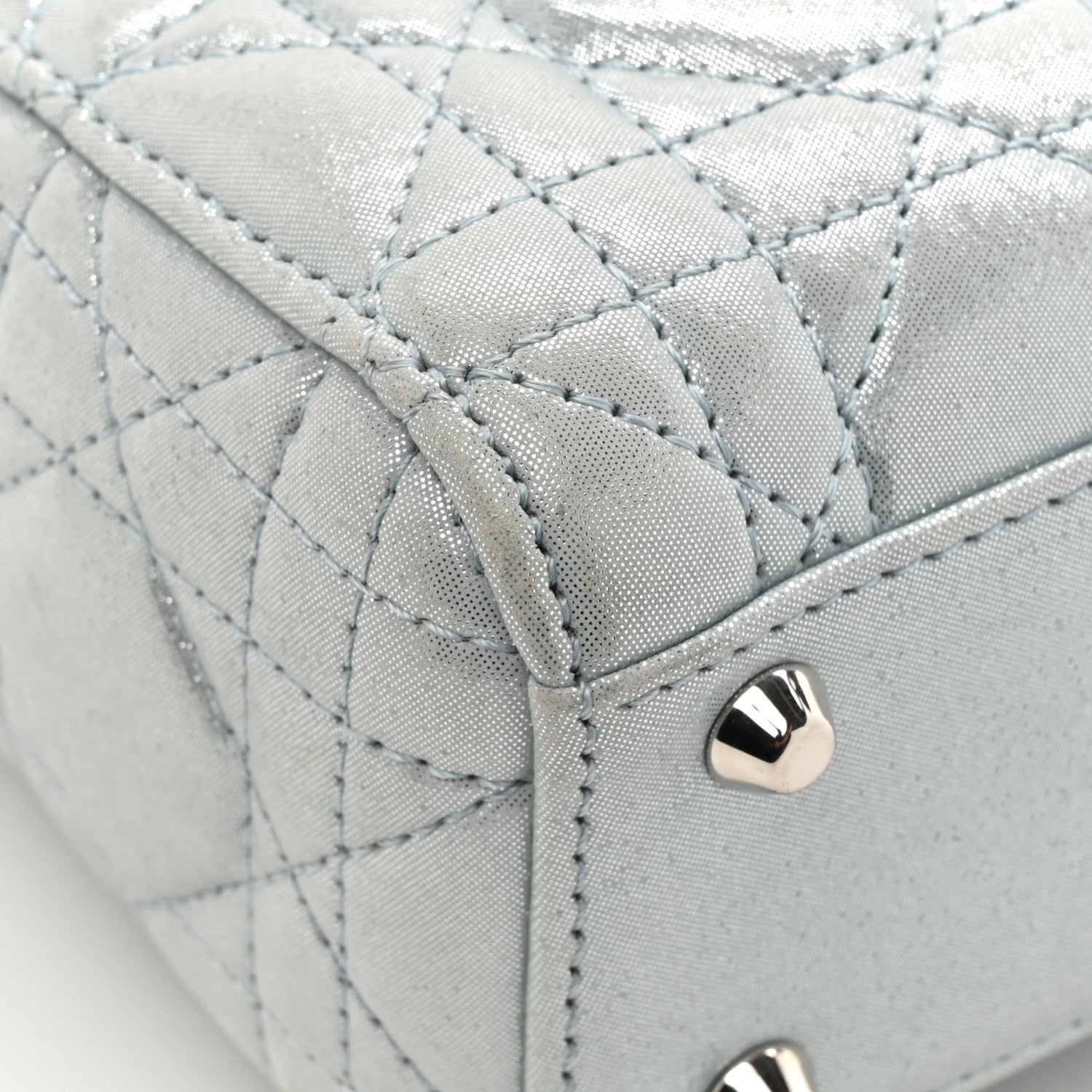 Christian Dior Metallic Lambskin Cannage Mini Lady Dior Light Blue 11 of 16