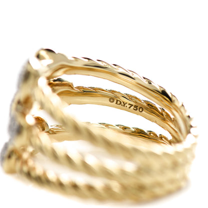 David Yurman 18K Yellow Gold Diamond Three Row Confetti Ring 53 6.25 5 of 5