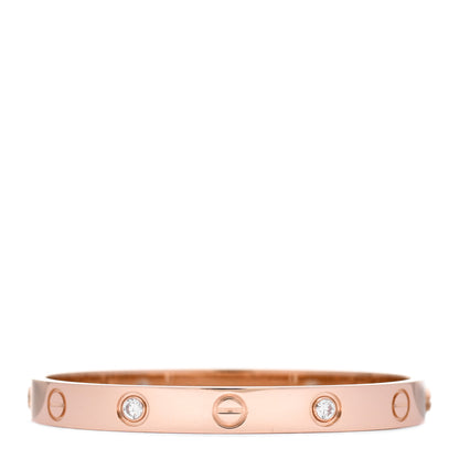 Cartier 18K Pink Gold 4 Diamond LOVE Bracelet 15 1 of 6