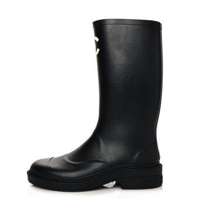 Chanel Caoutchouk CC High Boots 36 Black 1 of 9