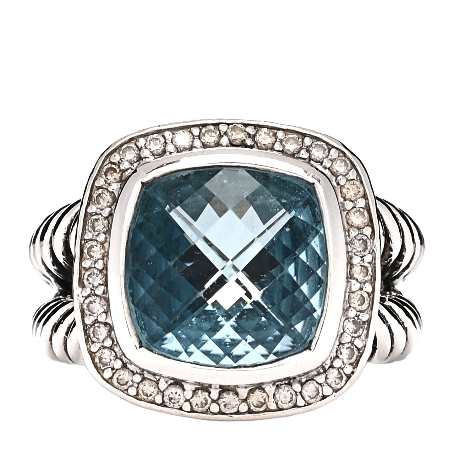 Sterling Silver Diamond Blue Topaz 11mm Albion Ring 50 5.5
