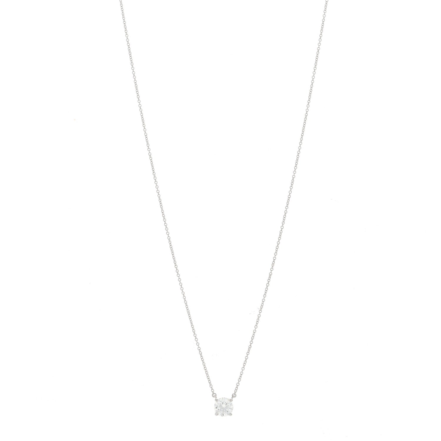 Tiffany Platinum Diamond 1.22ct Solitaire Pendant Necklace 1 of 4